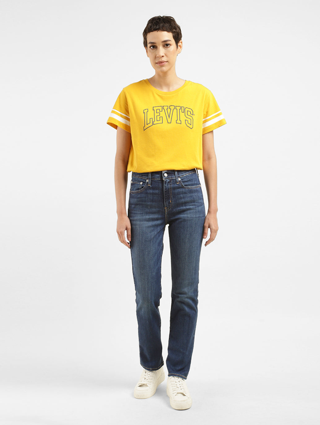 Women's 724 Blue Straight Fit High Rise Jeans - 8328b5c8-15d9-49e1-b90f-b1eda34b6102 View