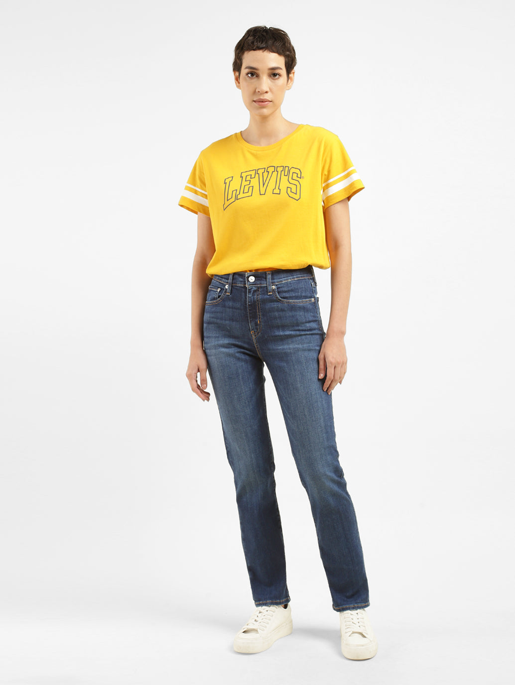 Women's 724 Blue Straight Fit High Rise Jeans - eec759db-f4a7-47d8-93fb-be148df3f231 View