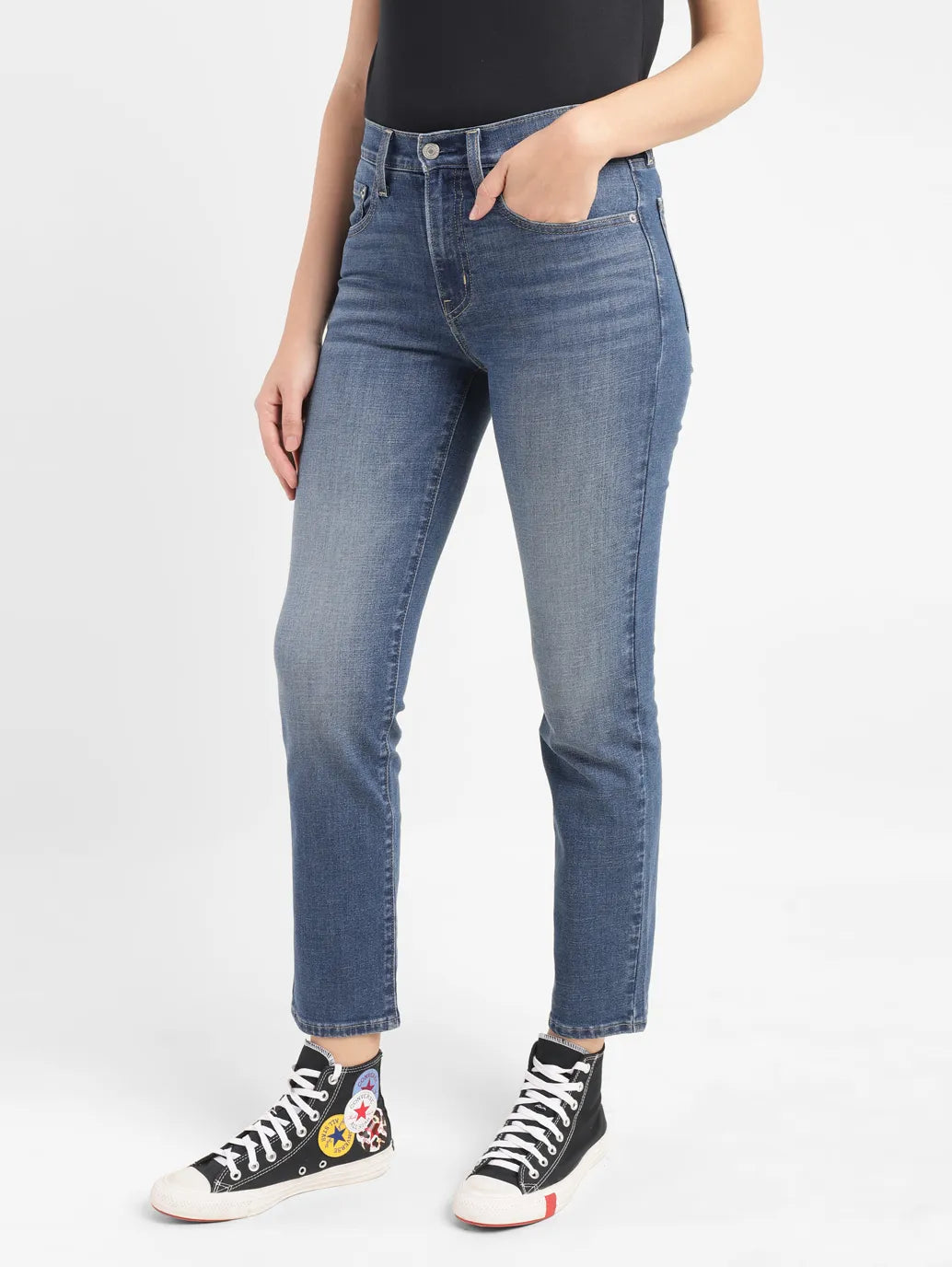 Women's 724 Blue Straight Fit High Rise Jeans - 04e685b3-3de3-48c0-b2cd-d11654f79890 View