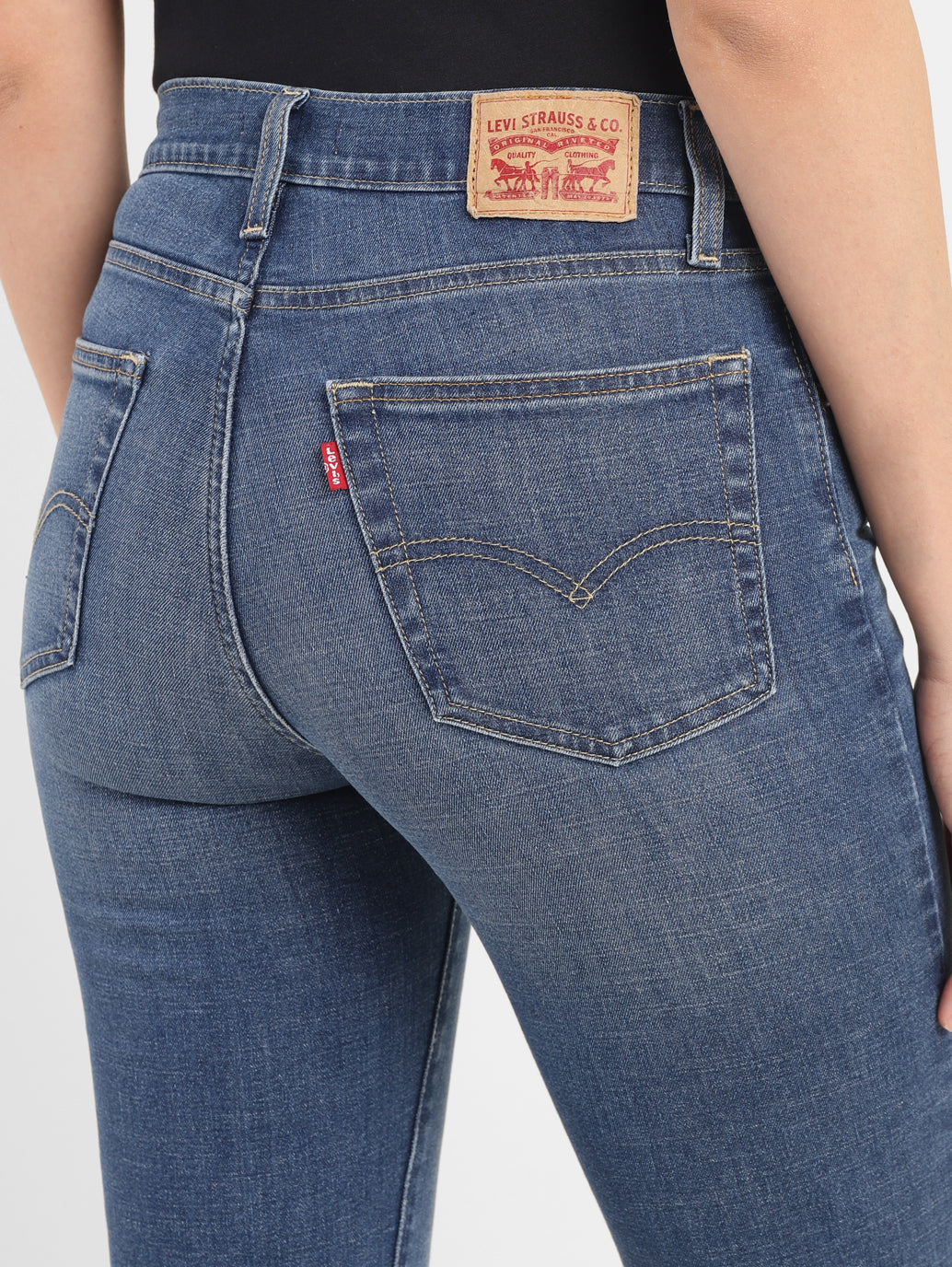 Women's 724 Blue Straight Fit High Rise Jeans - 9e2eaf54-4c95-4808-870b-0c6c8efbe650 View
