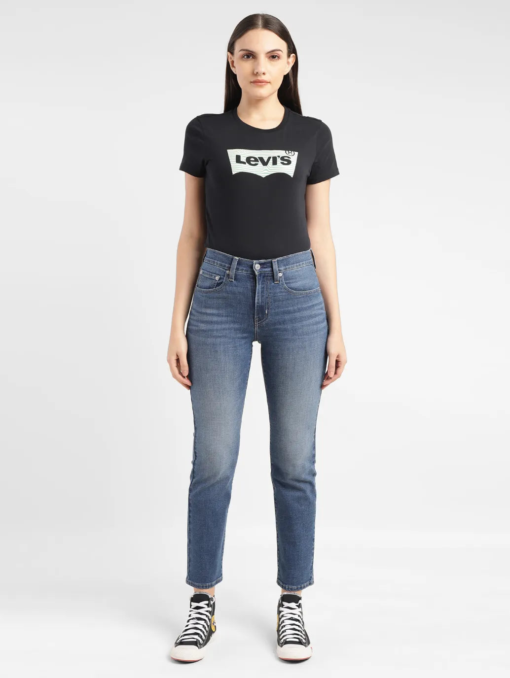 Women's 724 Blue Straight Fit High Rise Jeans - 81062c72-580c-4dbe-b497-f73e5eba2108 View