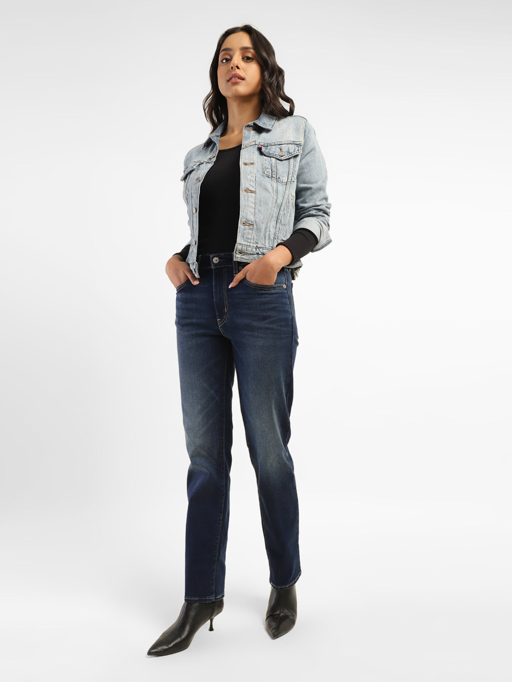 Women's 724 Blue Straight Fit High Rise Jeans - 2ec0c408-3794-4ce9-bcaa-33b9cf08a859 View