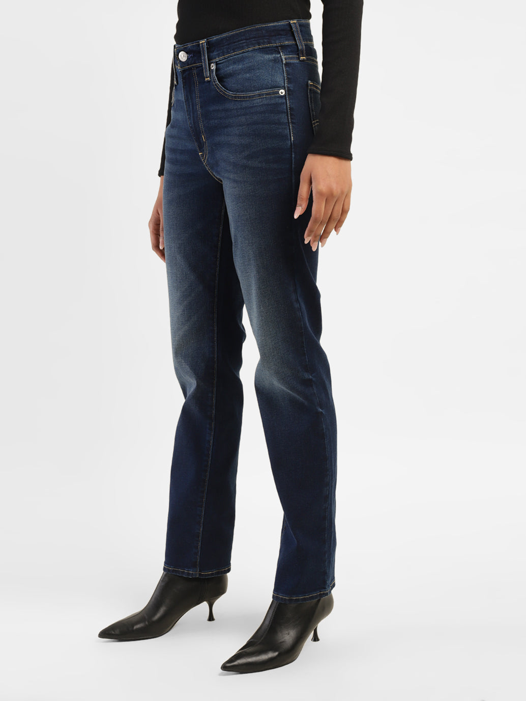 Women's 724 Blue Straight Fit High Rise Jeans - 3e385001-0506-4921-bcae-62363075a91e View