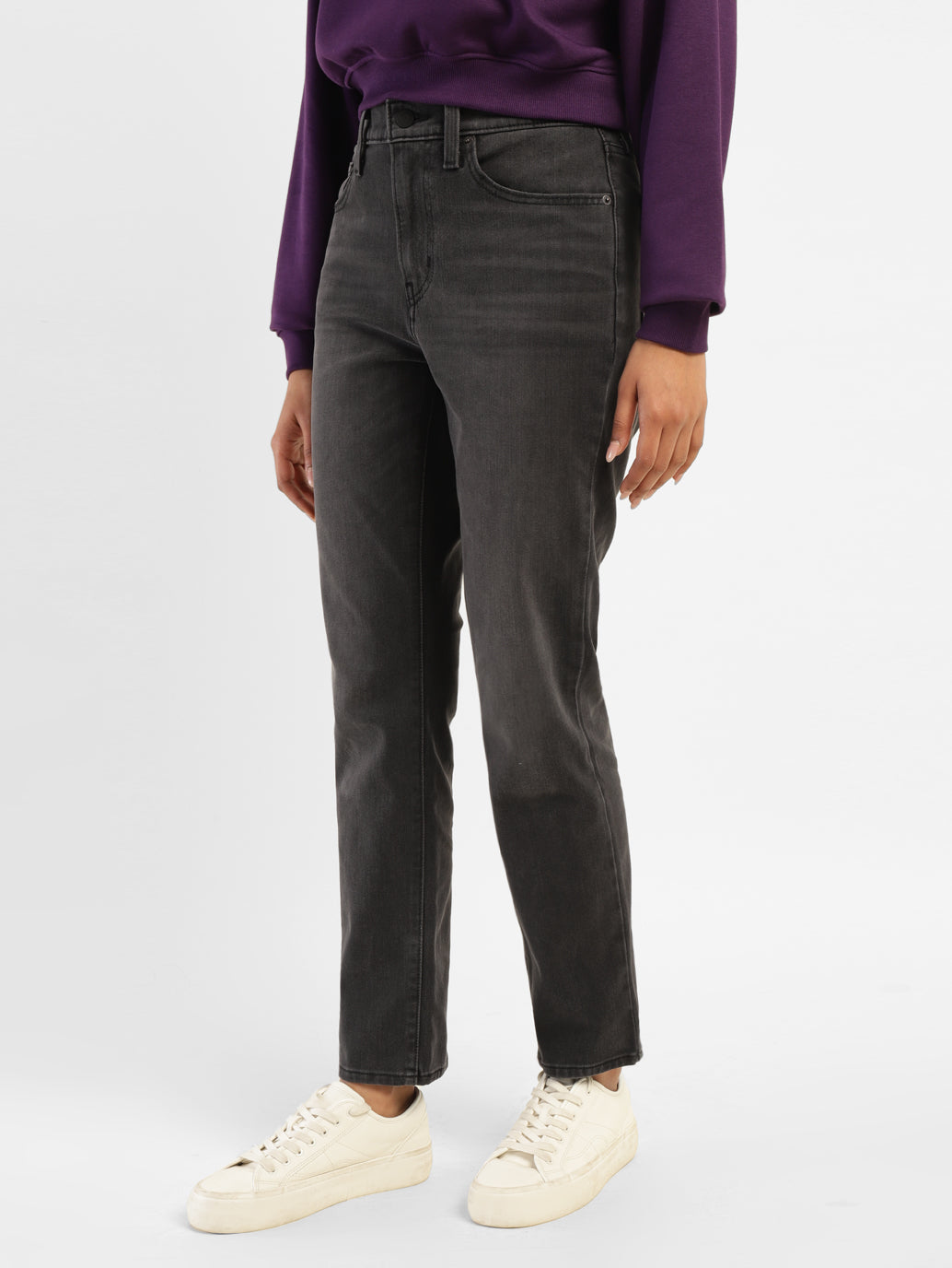 Women's 724 Grey Straight Fit High Rise Jeans - 9ac149fa-c4b0-4a53-b6fd-fff1d8bda738 View