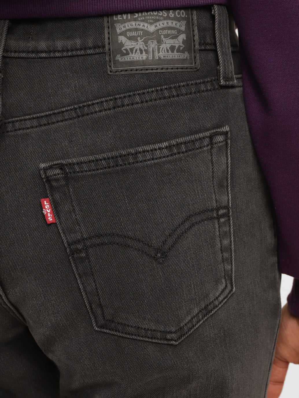 Women's 724 Grey Straight Fit High Rise Jeans - BackDetails View