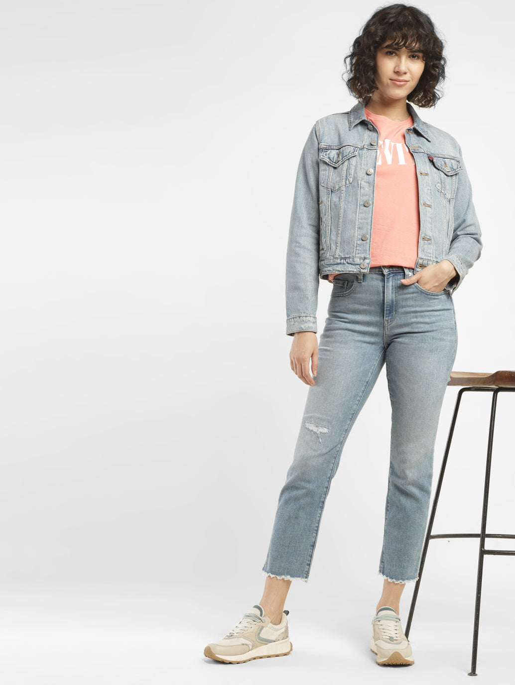 Women's 724 Blue Straight Fit High Rise Jeans - StyleShot View
