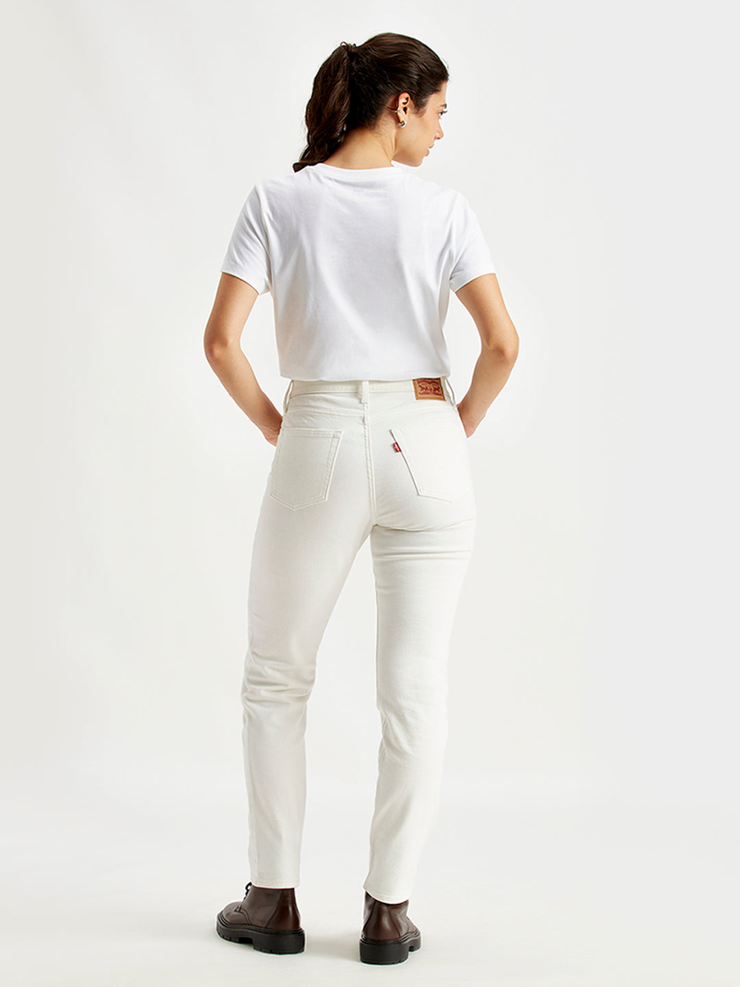 Women's 724 White Straight Fit High Rise Jeans - Back View