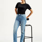 Women's 724 Blue Straight Fit High Rise Jeans - Styleshot View