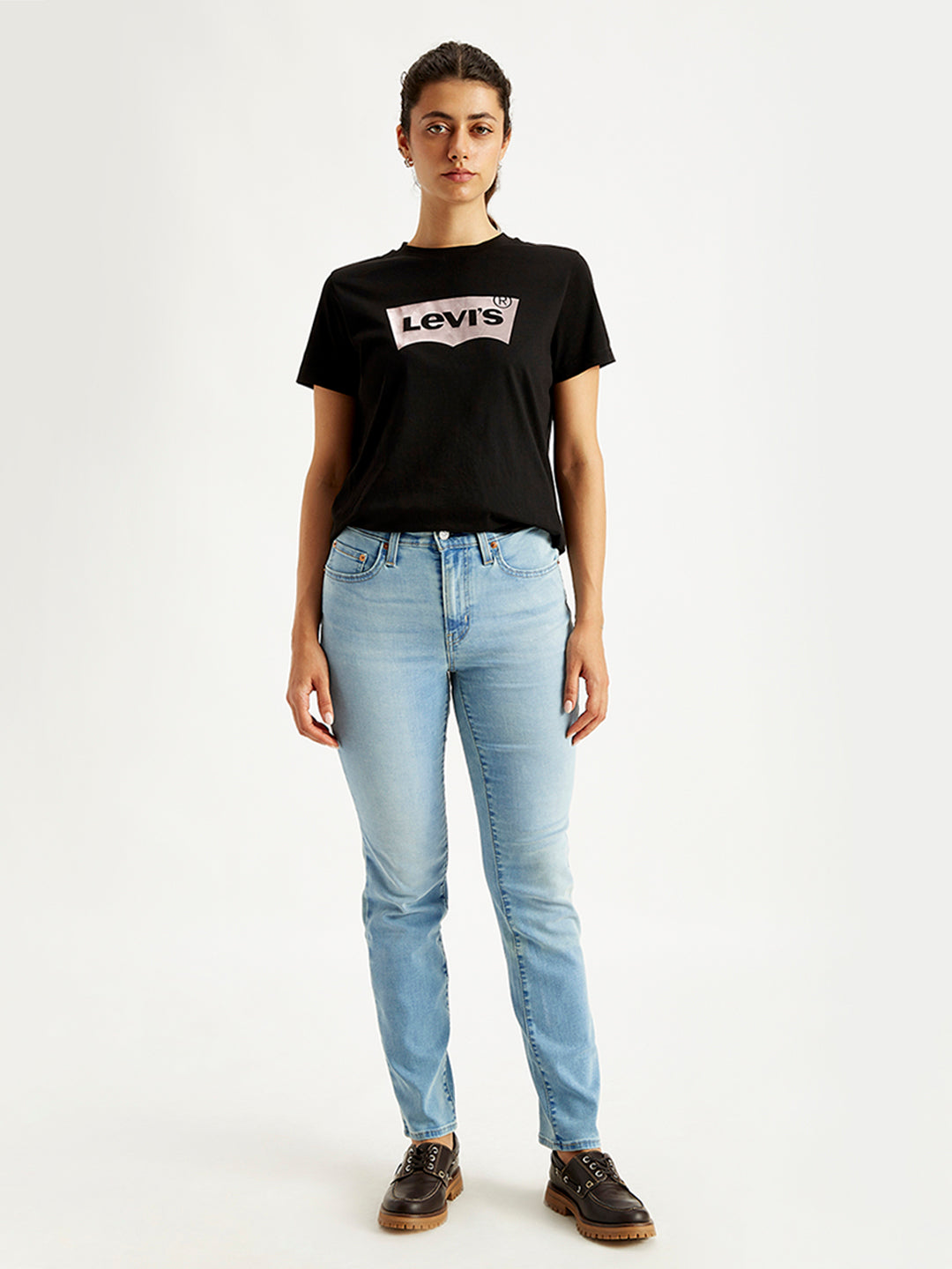Women's 724 Light Blue Slim Straight Fit High Rise Jeans