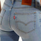 Women's 724 Blue Slim Straight Fit High Rise Jeans - Detail View