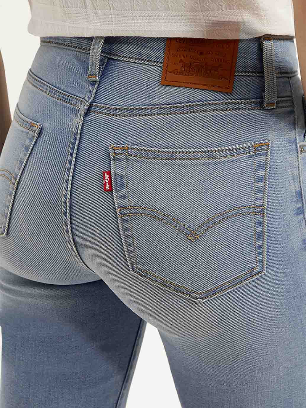 Women's 724 Blue Slim Straight Fit High Rise Jeans - Detail View