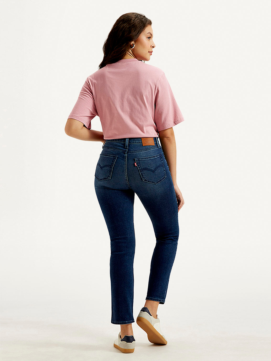 Women's 724 Blue Slim Straight Fit High Rise Jeans - Back View
