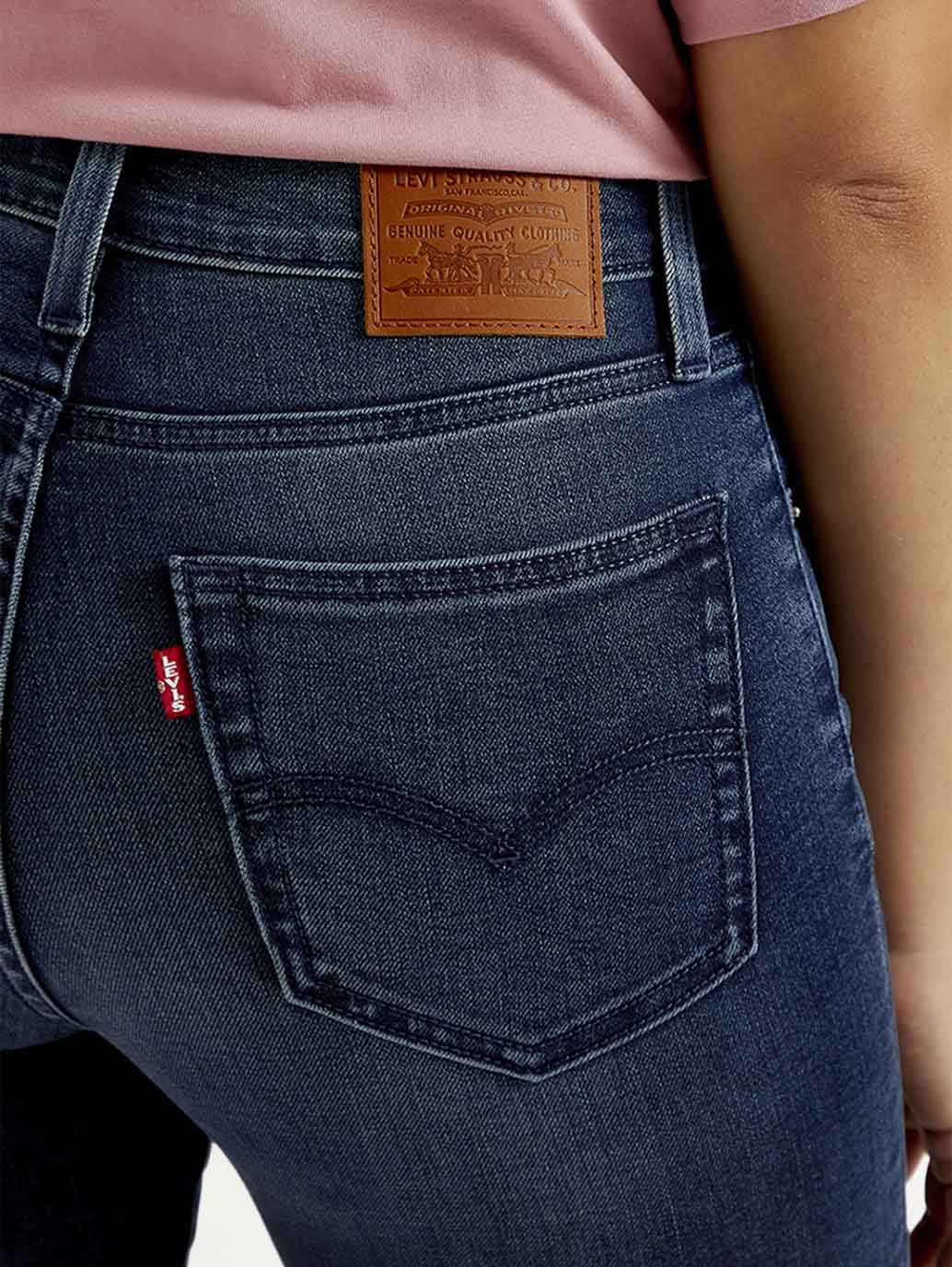 Women's 724 Blue Slim Straight Fit High Rise Jeans - Detail View