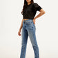 Women's 724 Blue Straight Fit High Rise Jeans - Styleshot View