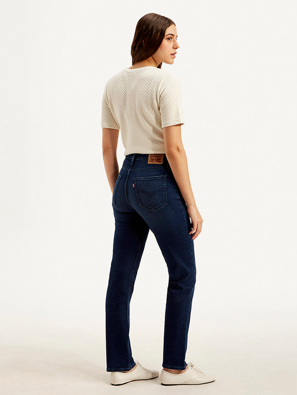 Women's 724 Dark Blue Straight Fit High Rise Jeans - Back View