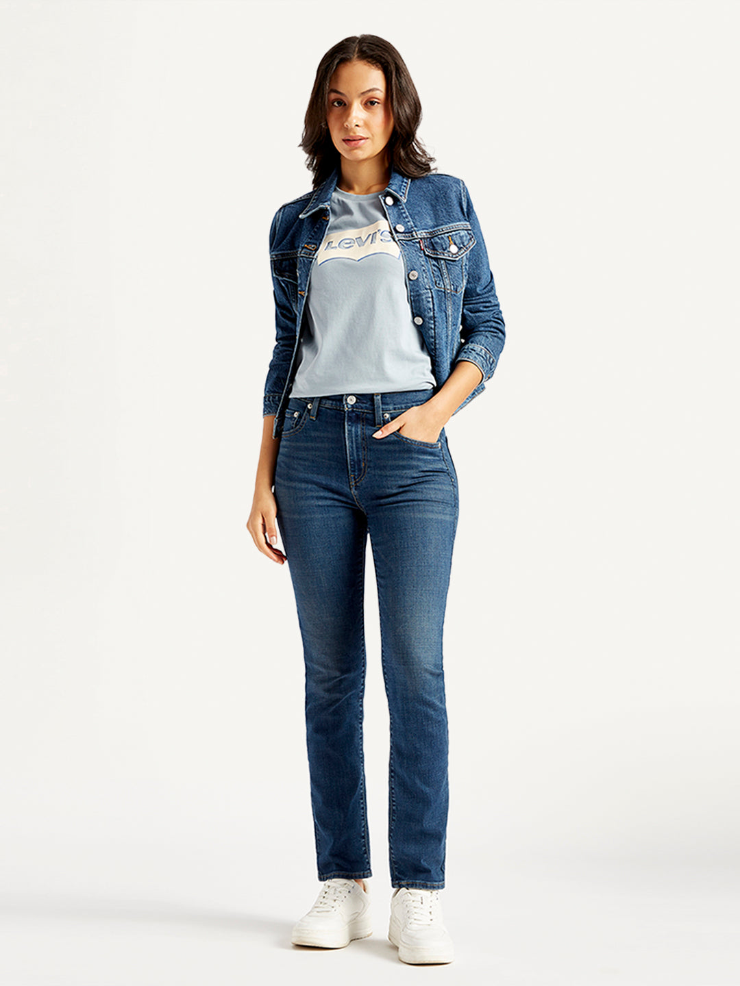 Women's 724 Blue Slim Straight Fit High Rise Jeans