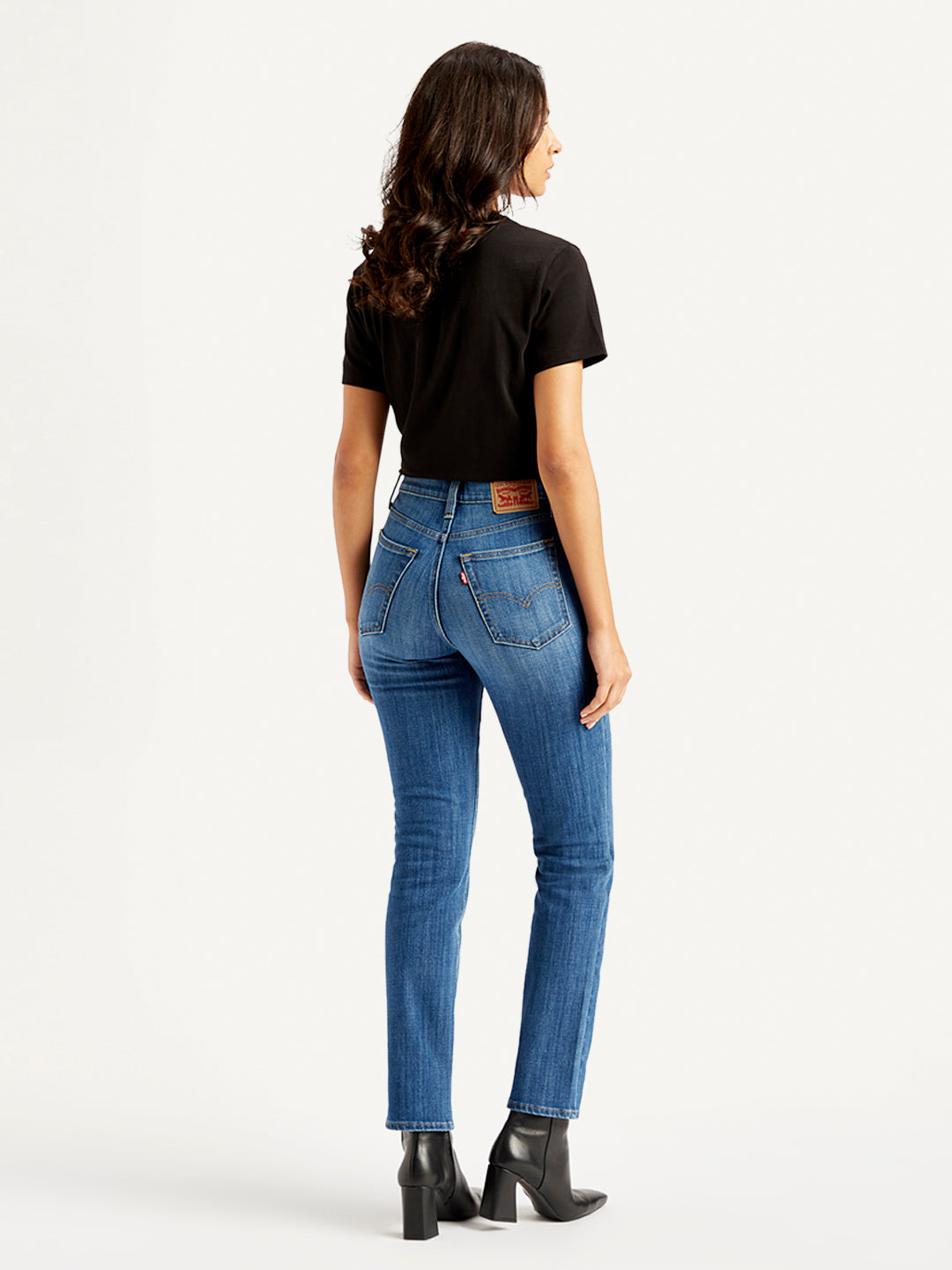 Women's 724 Blue Slim Straight Fit High Rise Jeans - Back View