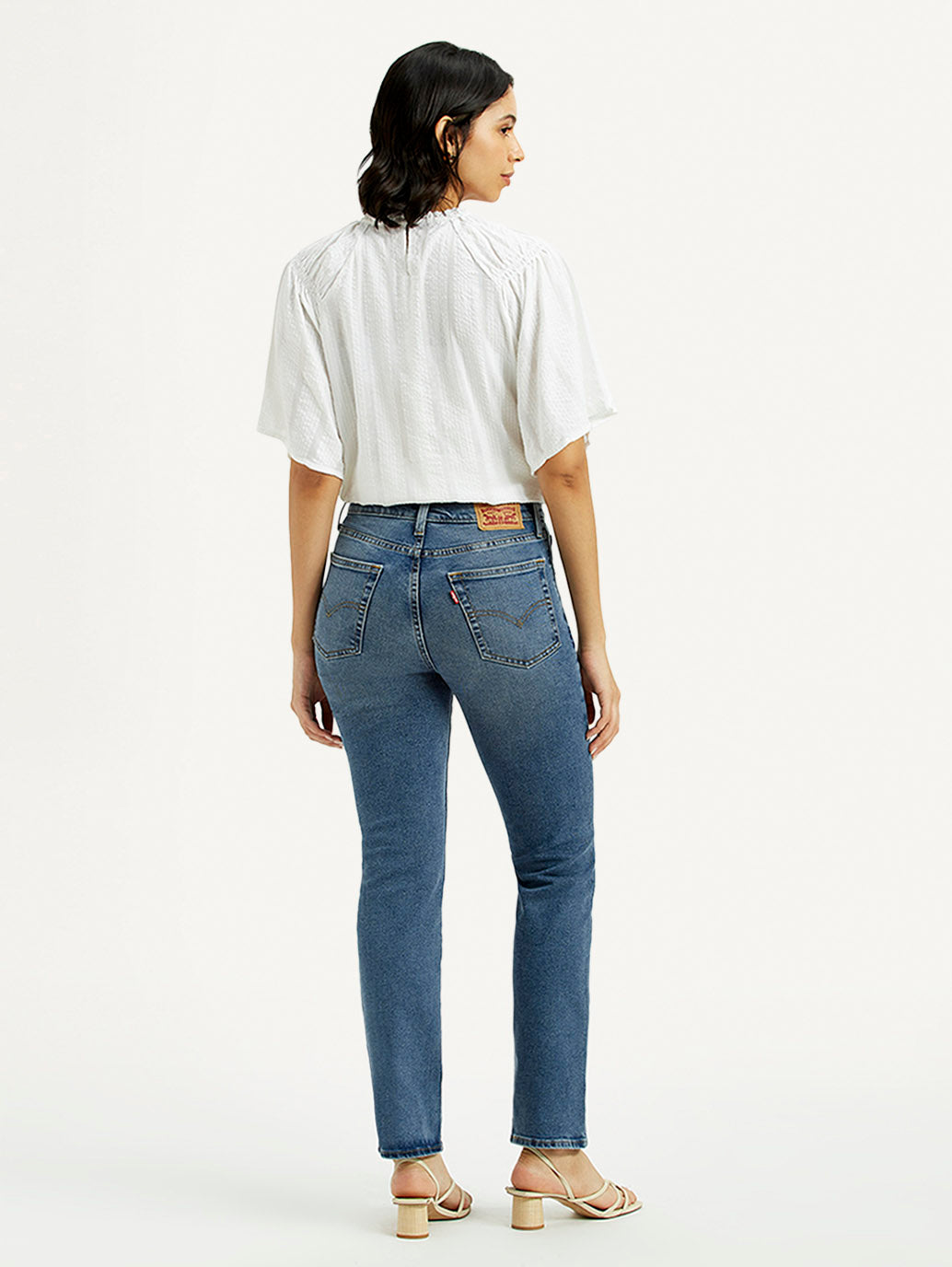 Women's 724 Med Indigo Straight Fit High Rise Jeans - Back View