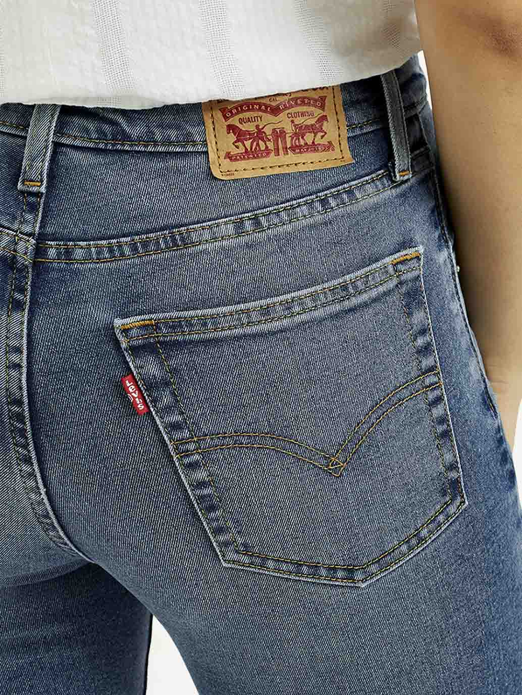 Women's 724 Med Indigo Straight Fit High Rise Jeans - Detail View