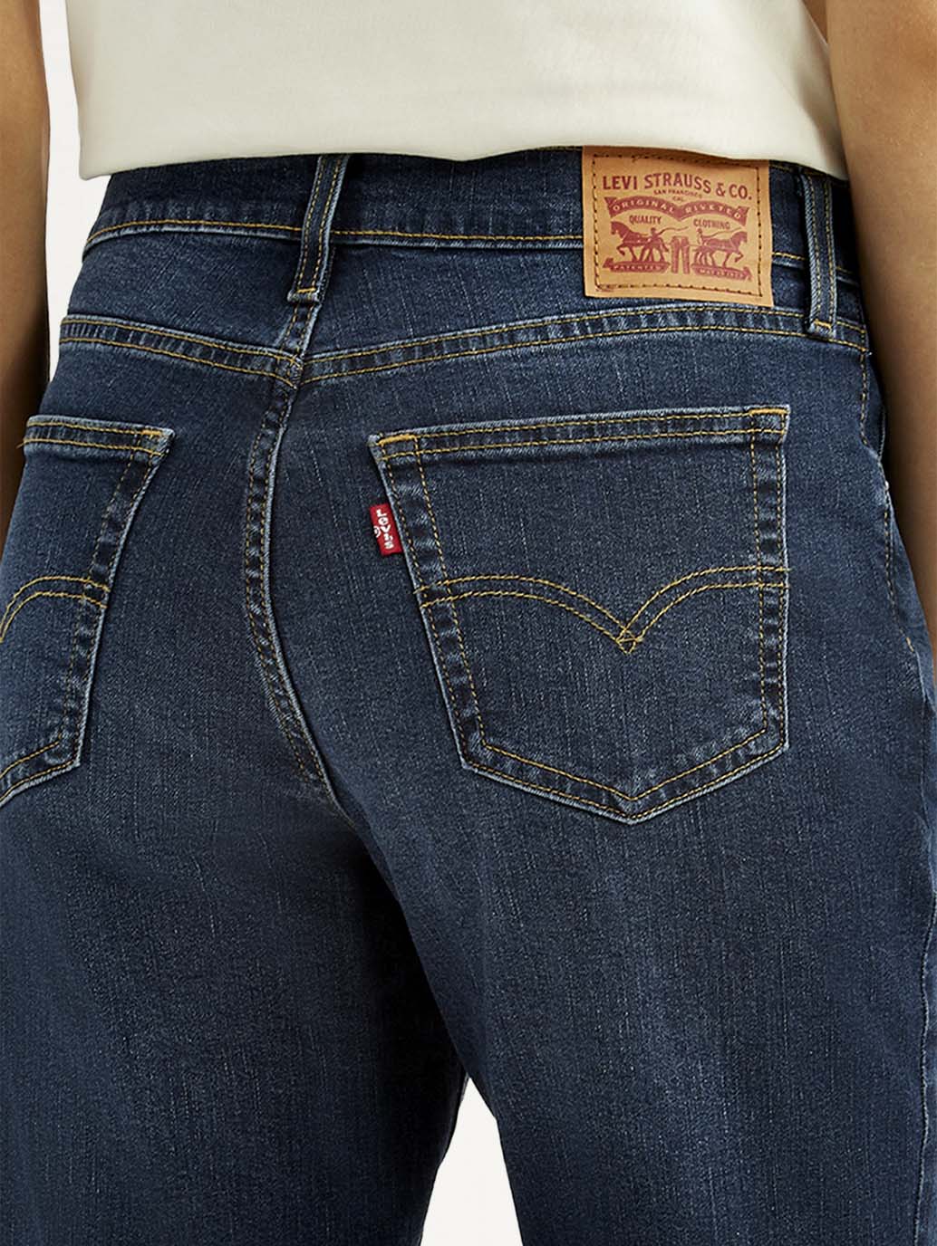 Women's 724 Navy Slim Straight Fit High Rise Jeans - Detail View