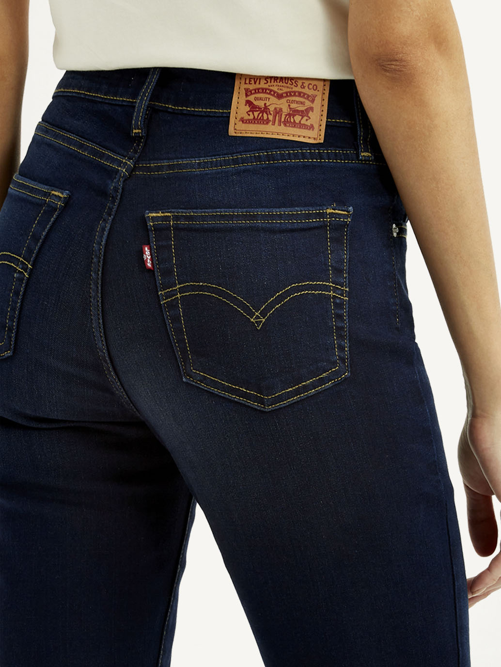 Women's 724 Dark Blue Slim Straight Fit High Rise Jeans - Detail View