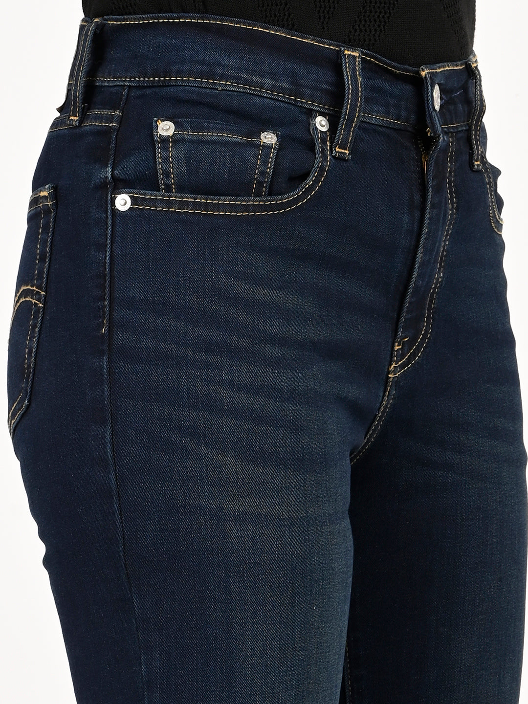 Women's 724 Dark Blue Slim Straight Fit High Rise Jeans - detail View