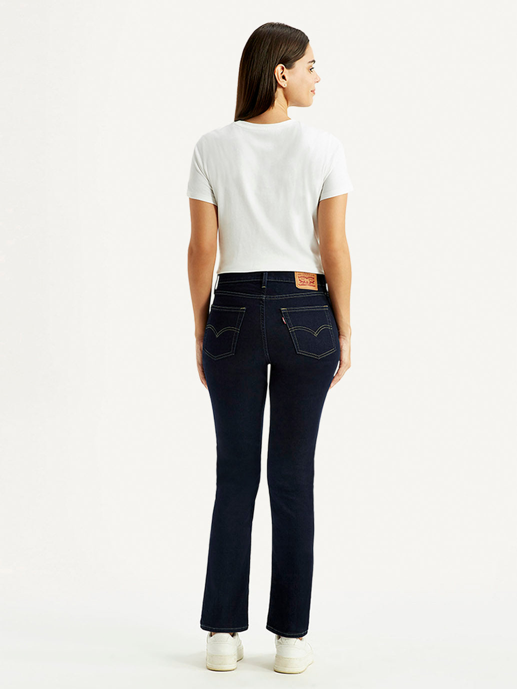 Women's 724 Med Indigo Slim Straight Fit High Rise Jeans - Back View
