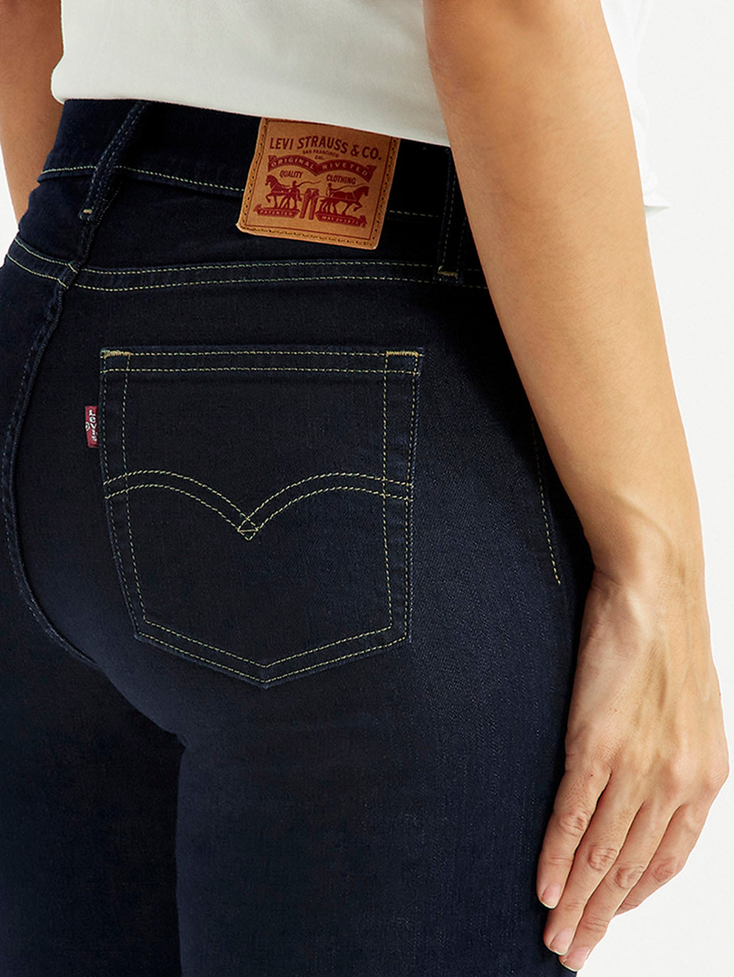 Women's 724 Med Indigo Slim Straight Fit High Rise Jeans - Detail View