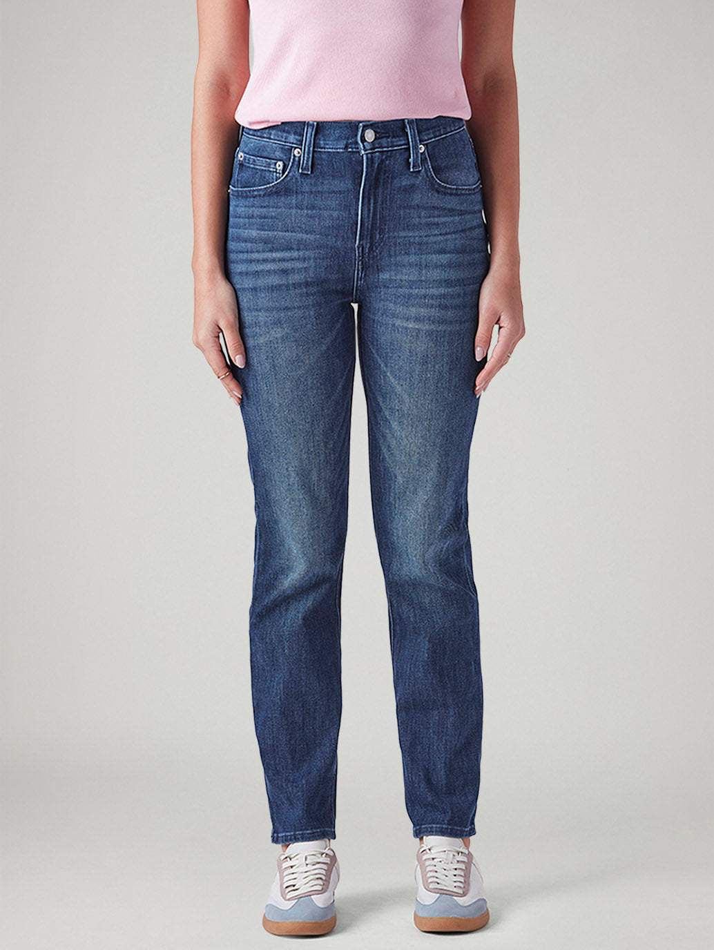 Women's 724 Blue Slim Straight Fit High Rise Jeans - Front View