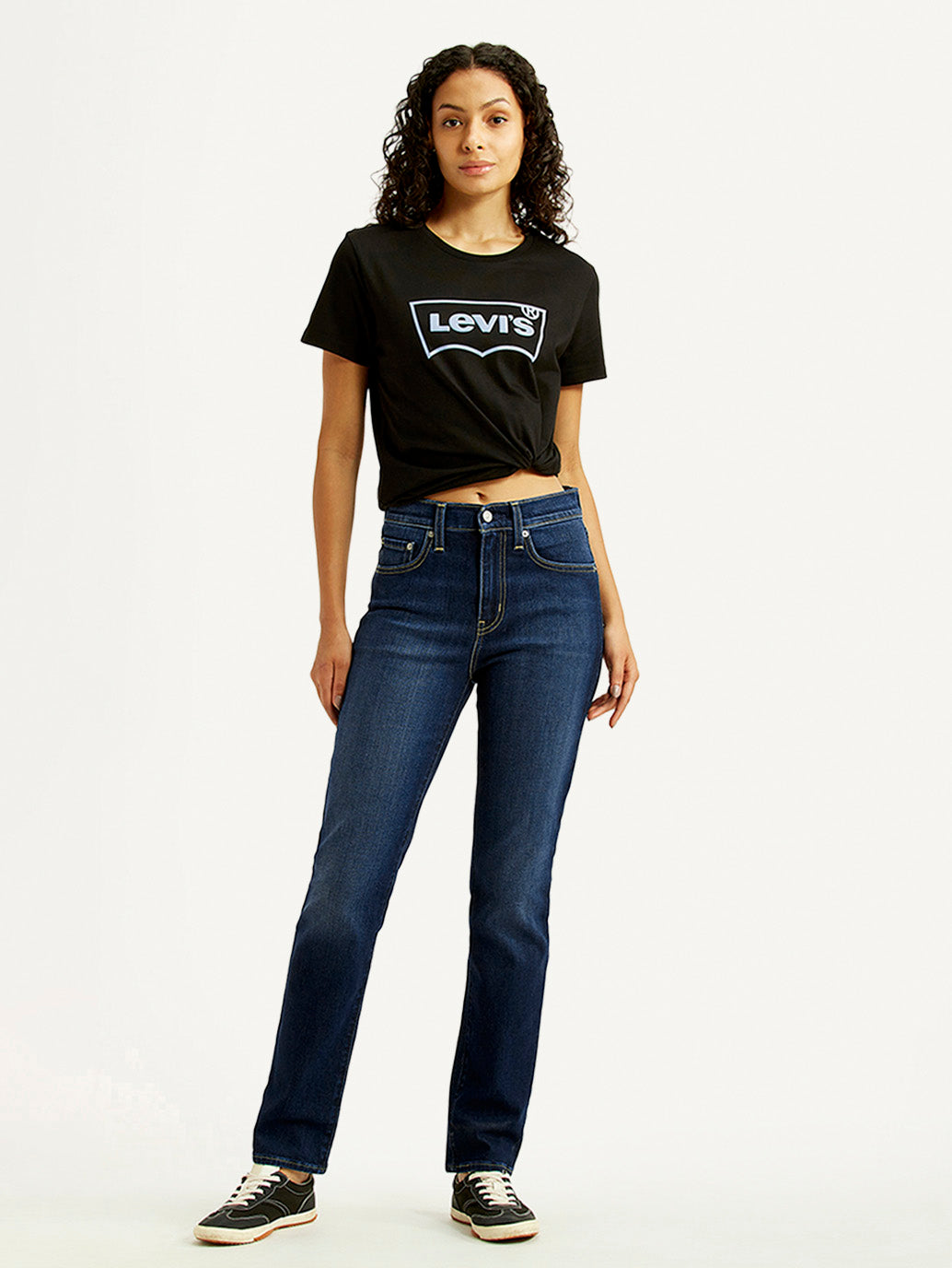 Women's 724 Dark Indigo Slim Straight Fit High Rise Jeans - Styleshot View