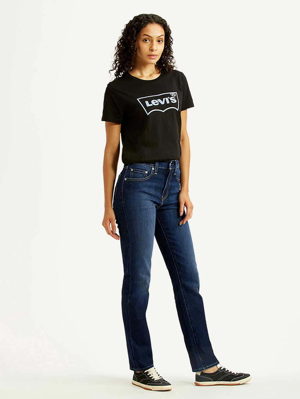 Women's 724 Dark Indigo Slim Straight Fit High Rise Jeans - Side View