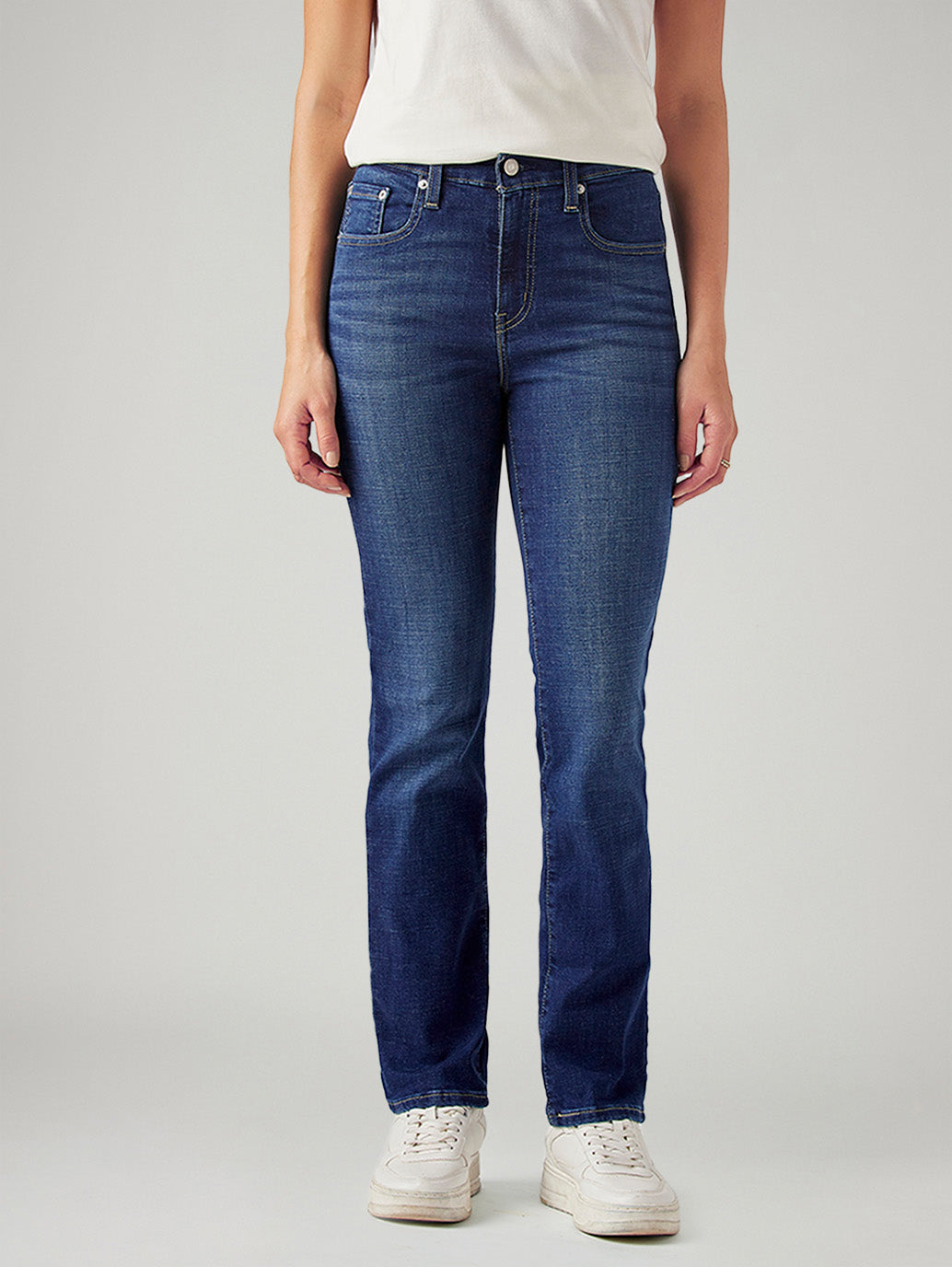Women's 724 Dark Indigo Slim Straight Fit High Rise Jeans - Front View