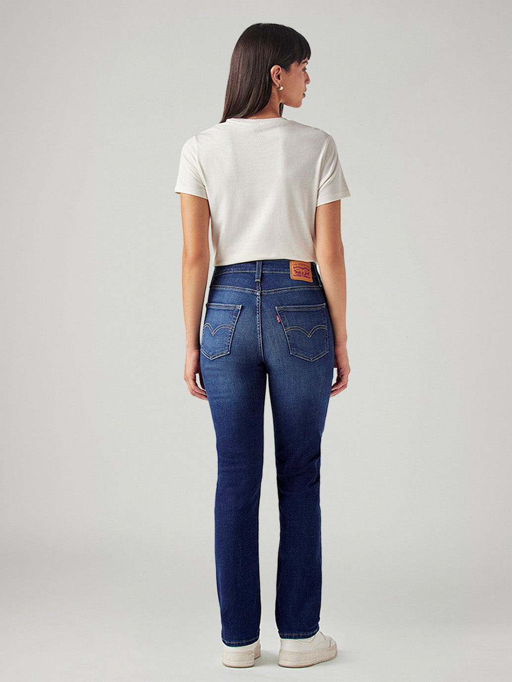 Women's 724 Dark Indigo Slim Straight Fit High Rise Jeans - Back View