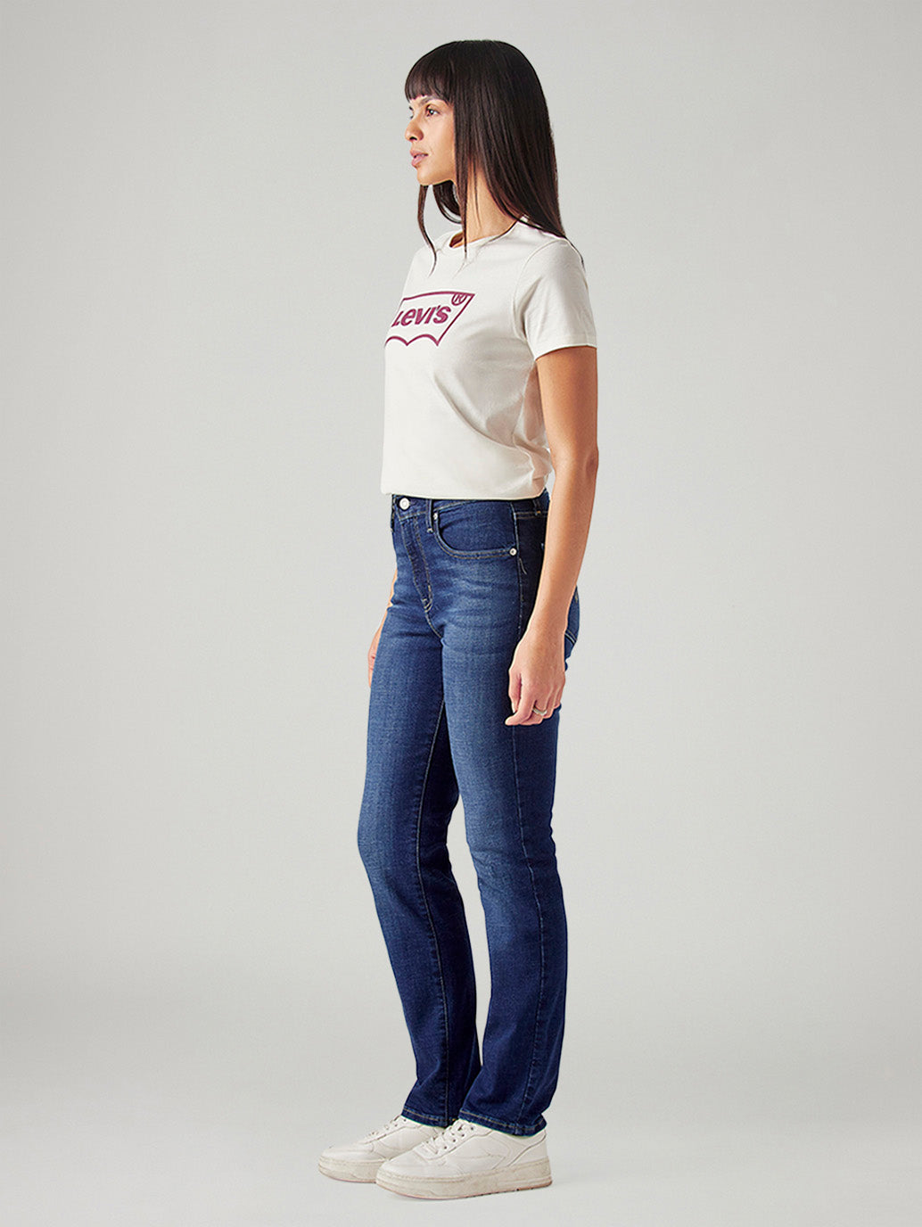 Women's 724 Dark Indigo Slim Straight Fit High Rise Jeans - Side View