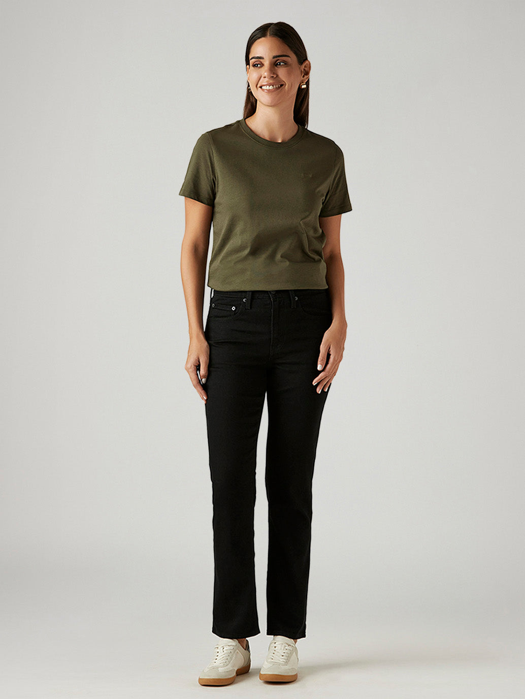 Women's 724 Black Slim Straight Fit High Rise Jeans - Front View