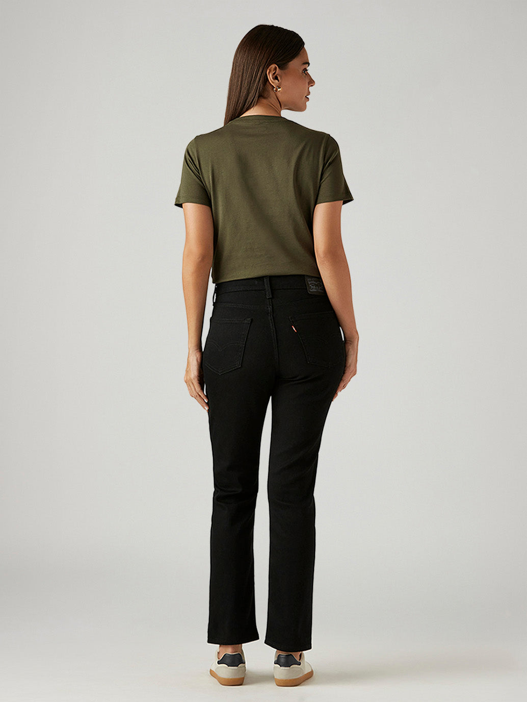 Women's 724 Black Slim Straight Fit High Rise Jeans - Back View