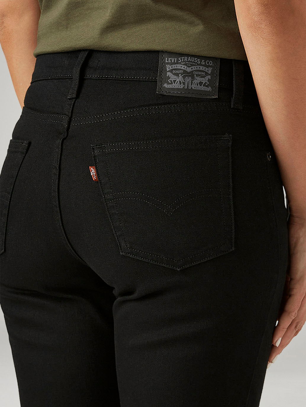 Women's 724 Black Slim Straight Fit High Rise Jeans - Detail View