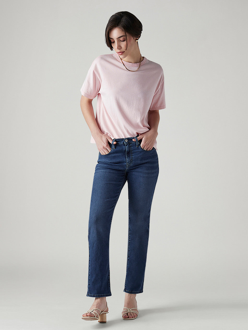 Women's 724 Blue Slim Straight Fit High Rise Jeans