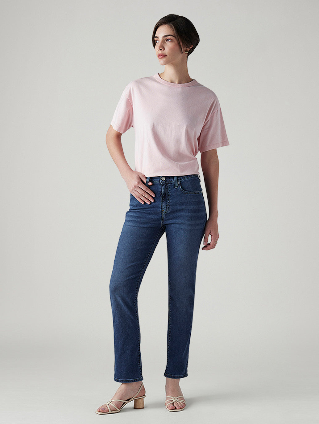 Women's 724 Blue Slim Straight Fit High Rise Jeans - Front View