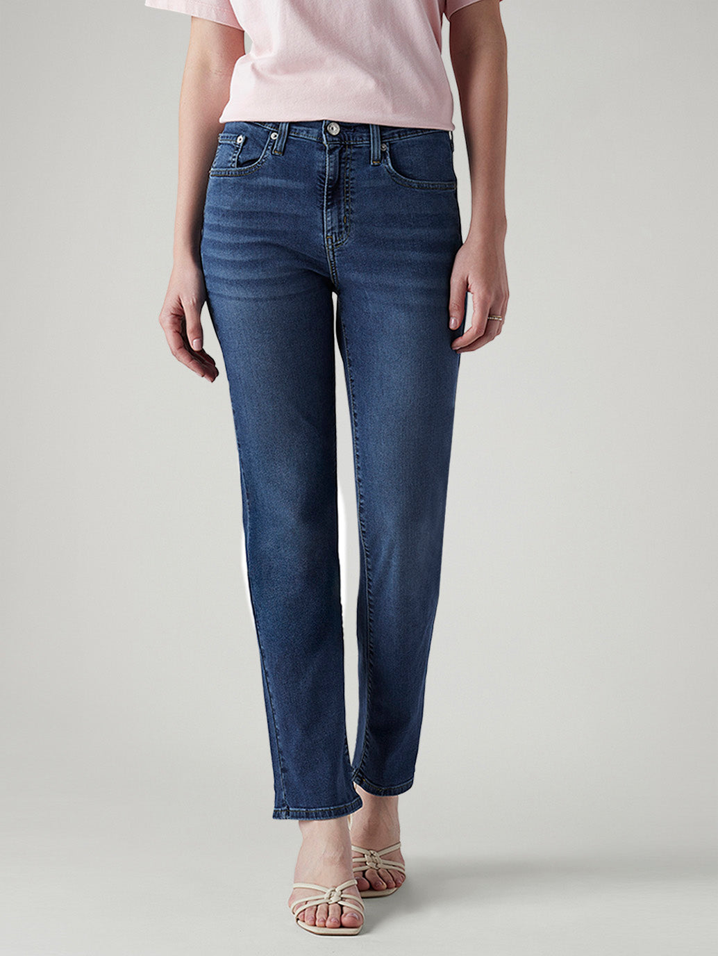 Women's 724 Blue Slim Straight Fit High Rise Jeans - Front View