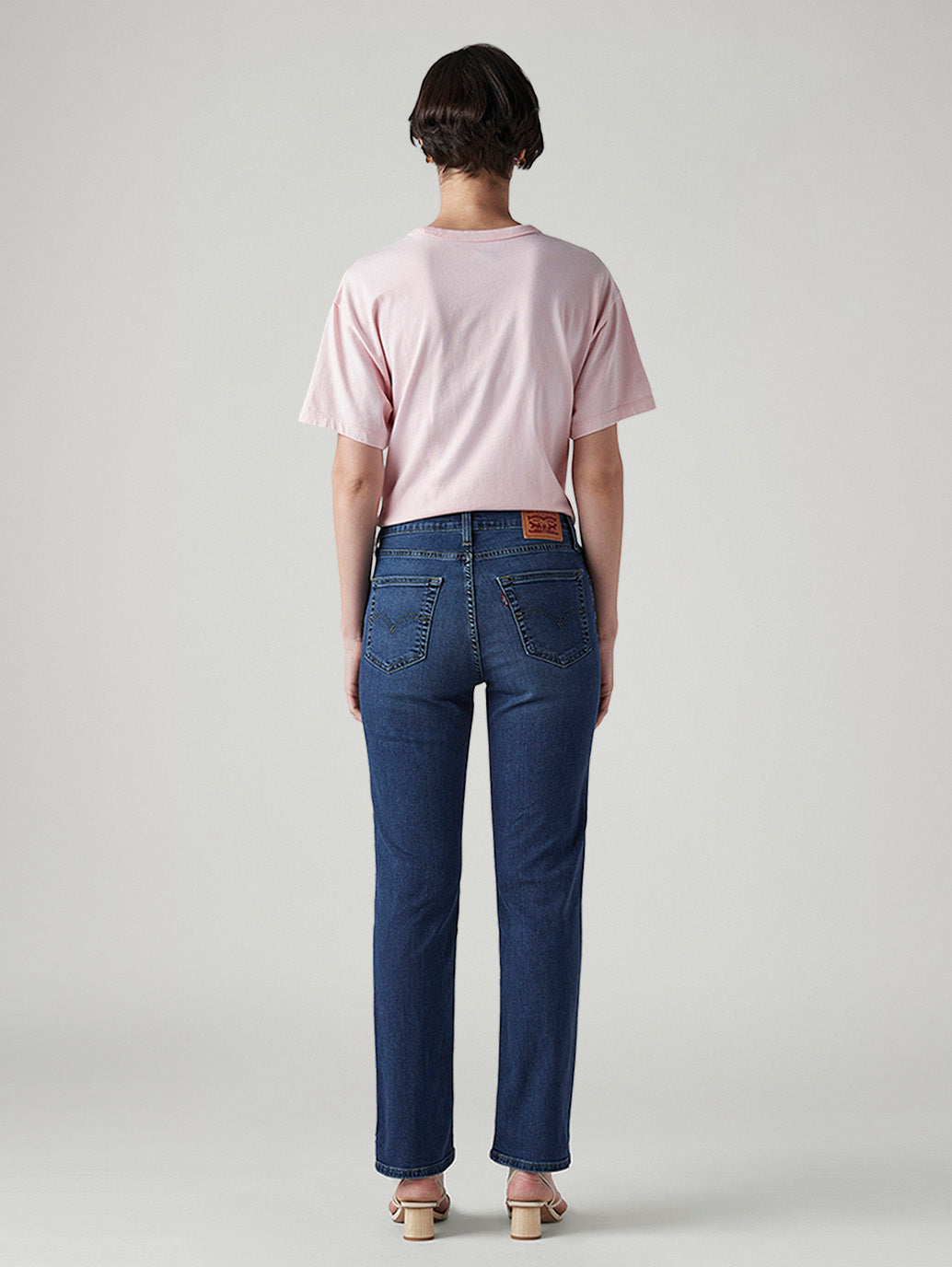 Women's 724 Blue Slim Straight Fit High Rise Jeans - Back View
