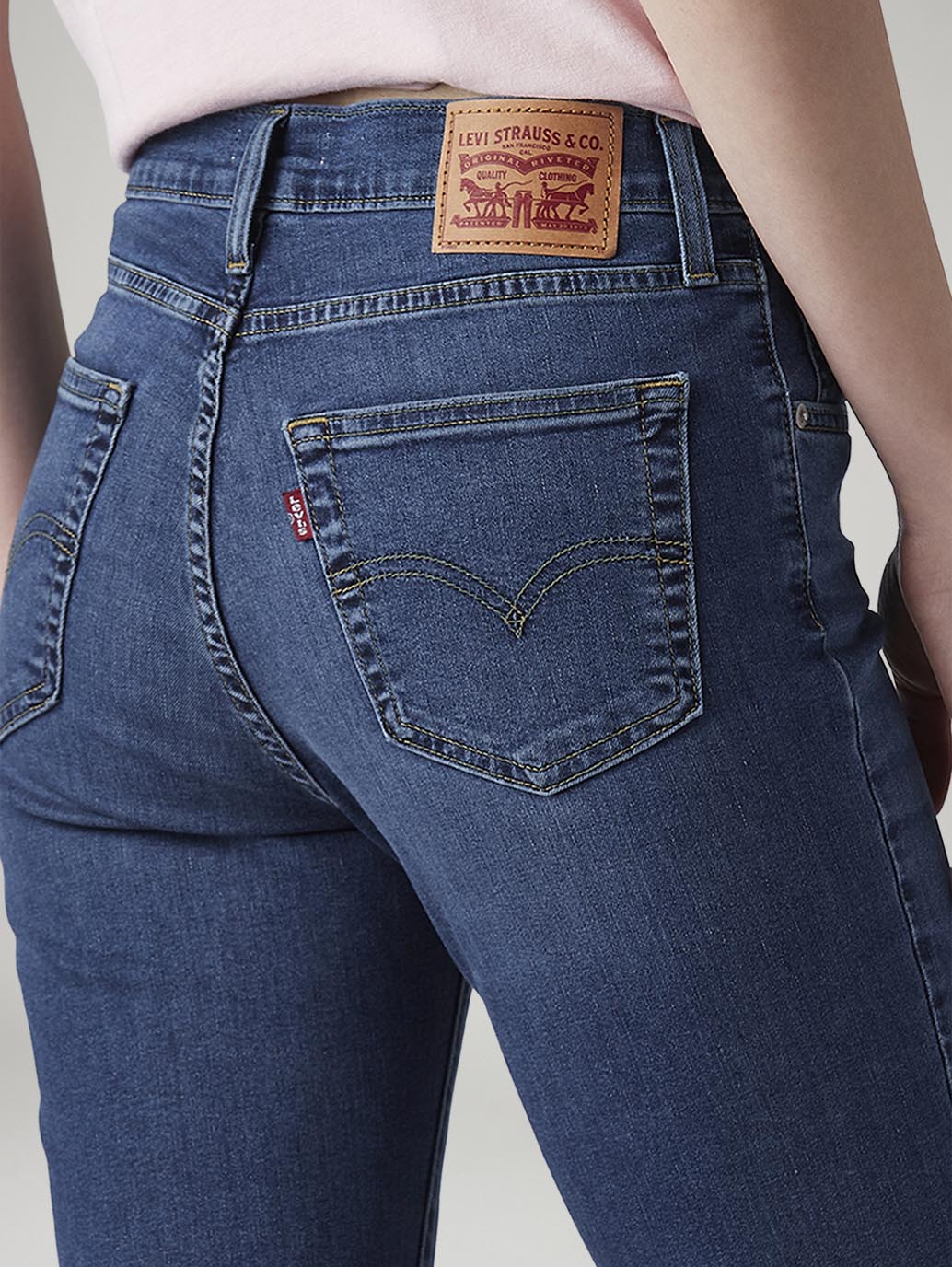 Women's 724 Blue Slim Straight Fit High Rise Jeans - Detail View