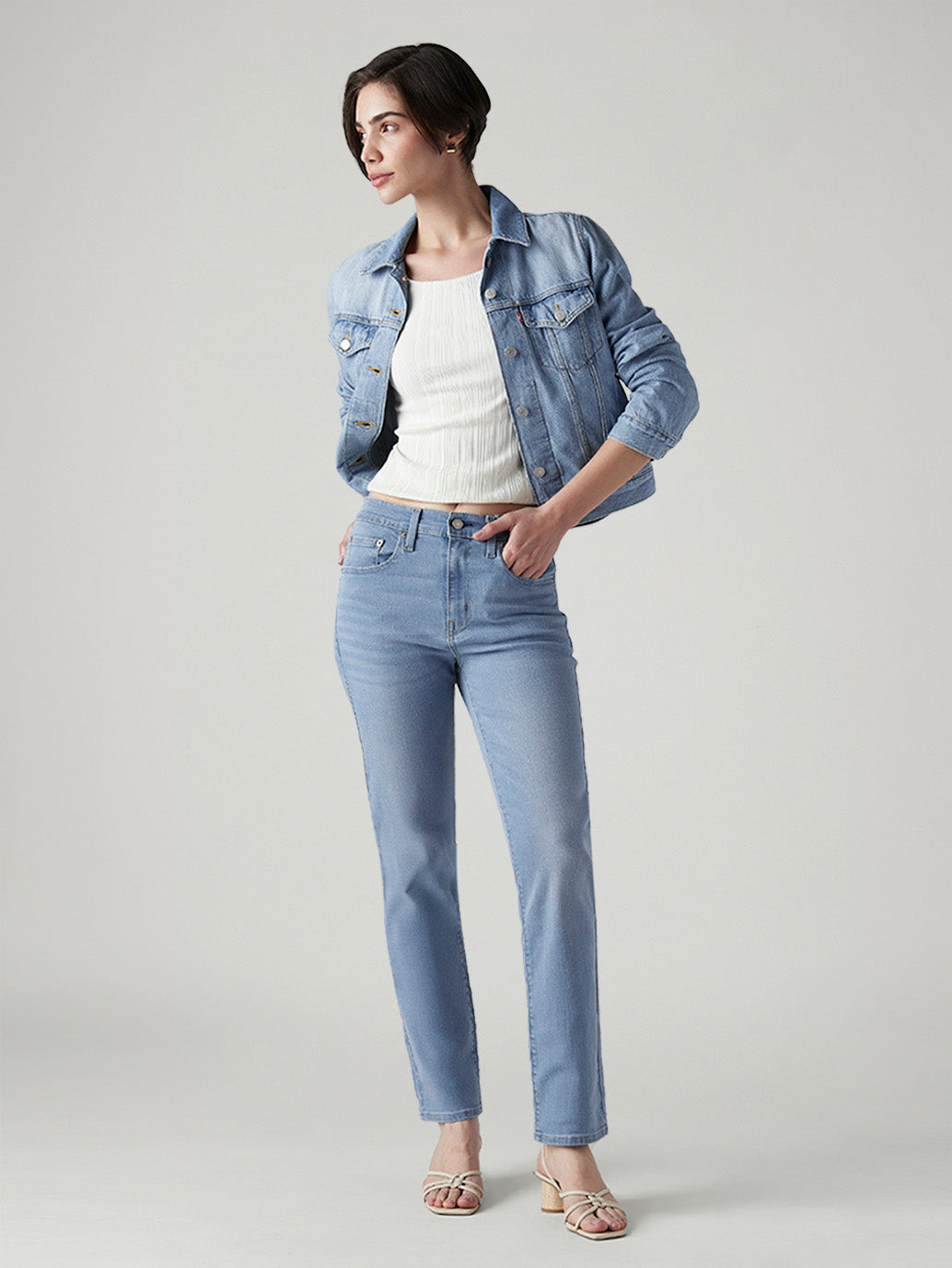 Women's 724 Light Blue Slim Straight Fit High Rise Jeans