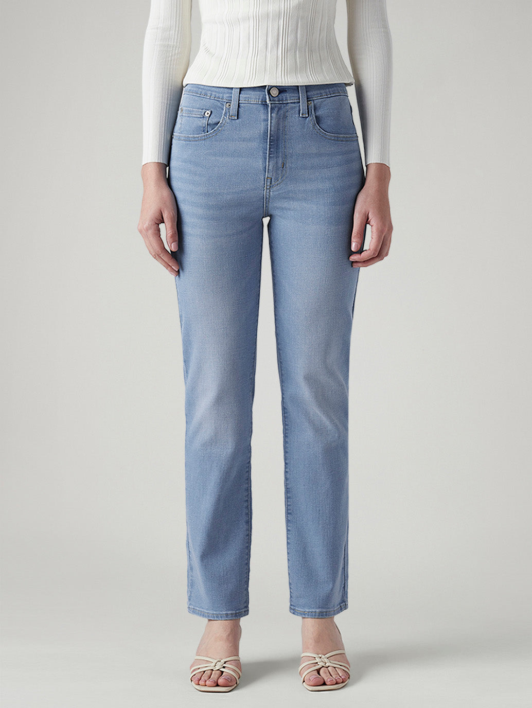 Women's 724 Light Blue Slim Straight Fit High Rise Jeans - Front View