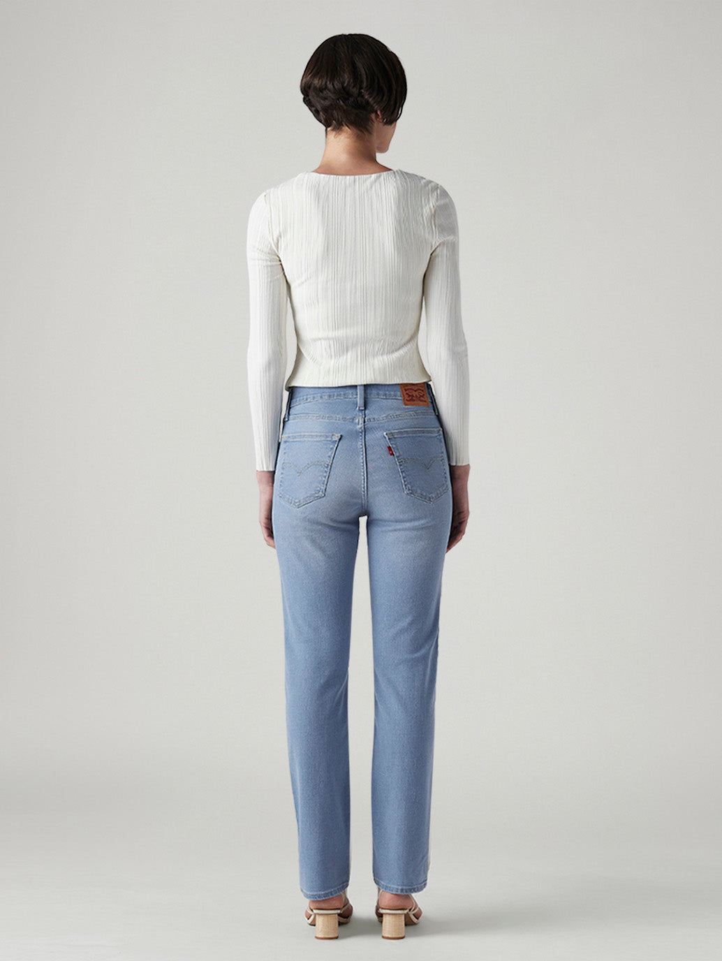 Women's 724 Light Blue Slim Straight Fit High Rise Jeans - Back View