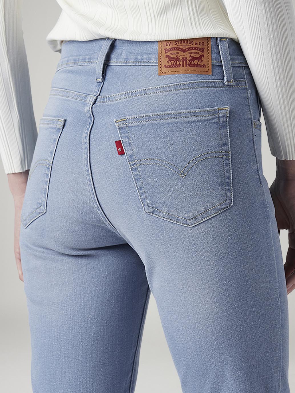 Women's 724 Light Blue Slim Straight Fit High Rise Jeans - Detail View