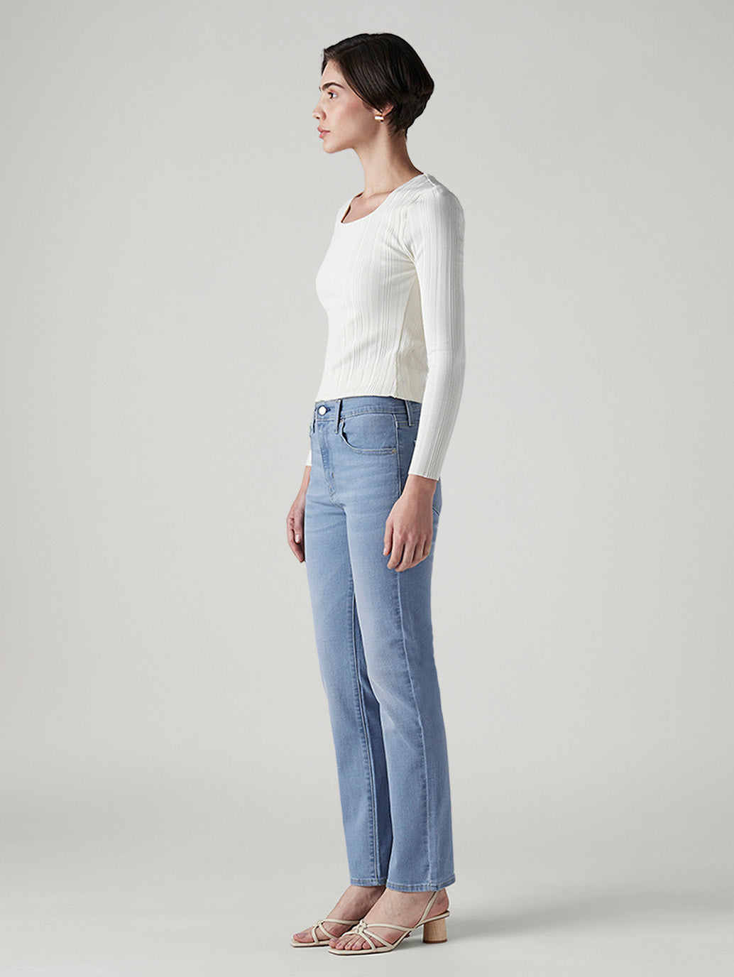 Women's 724 Light Blue Slim Straight Fit High Rise Jeans - Side View
