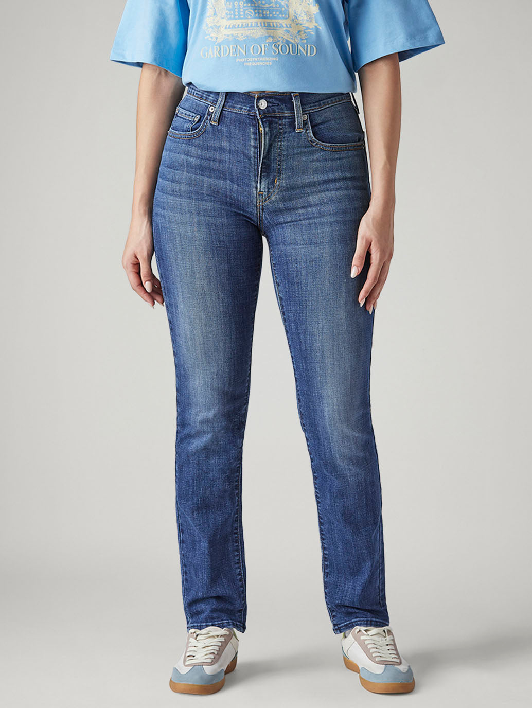 Women's 724 Blue Slim Straight Fit High Rise Jeans - Front View