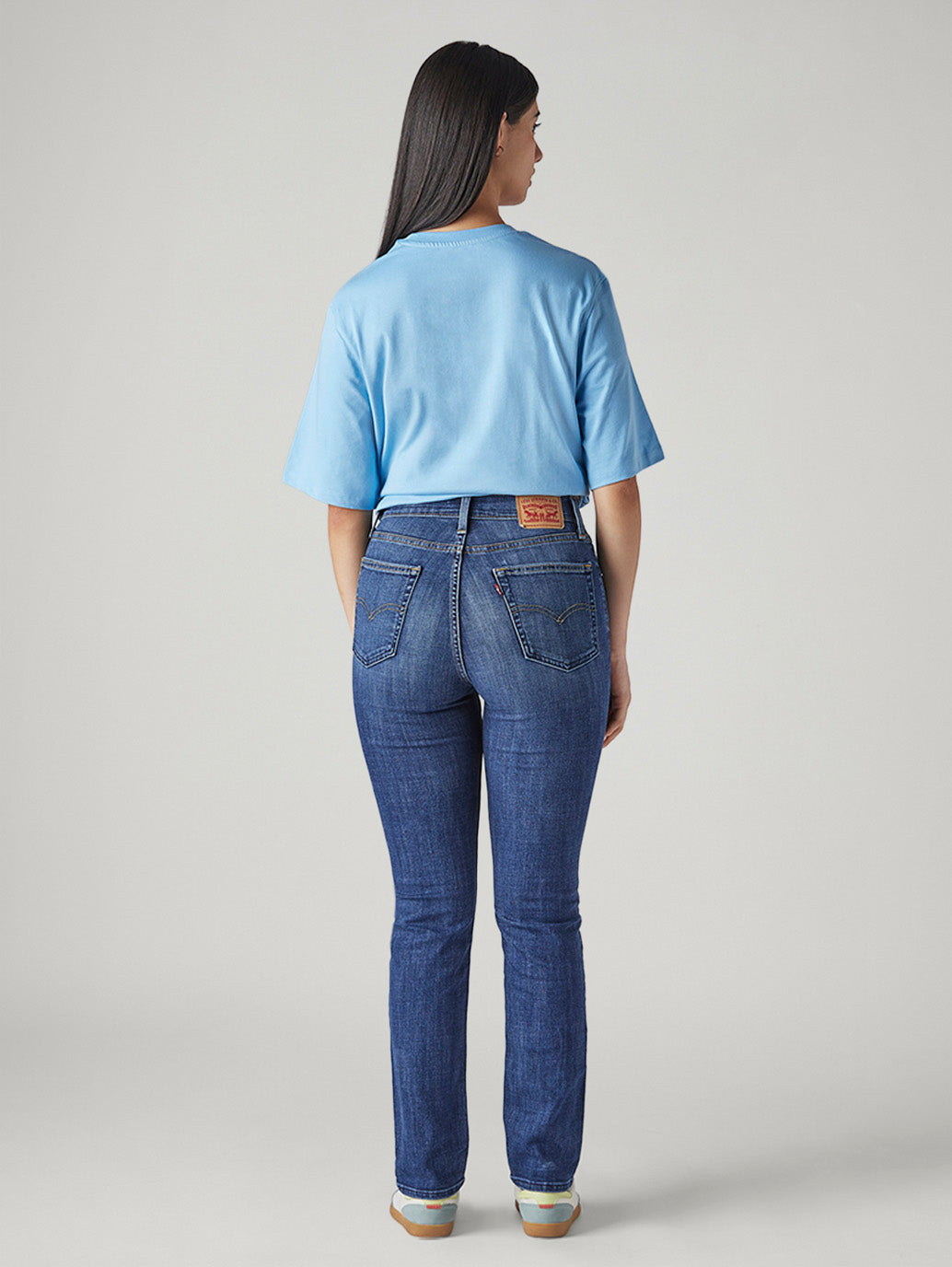 Women's 724 Blue Slim Straight Fit High Rise Jeans - Back View