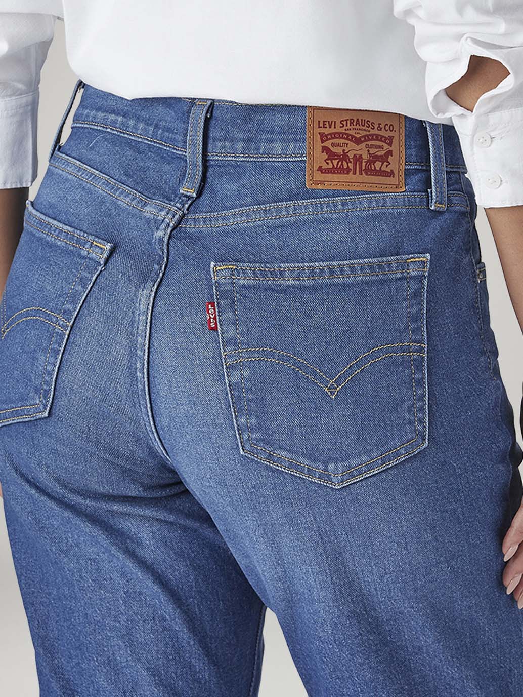 Women's 724 Blue Slim Straight Fit High Rise Jeans - Detail View